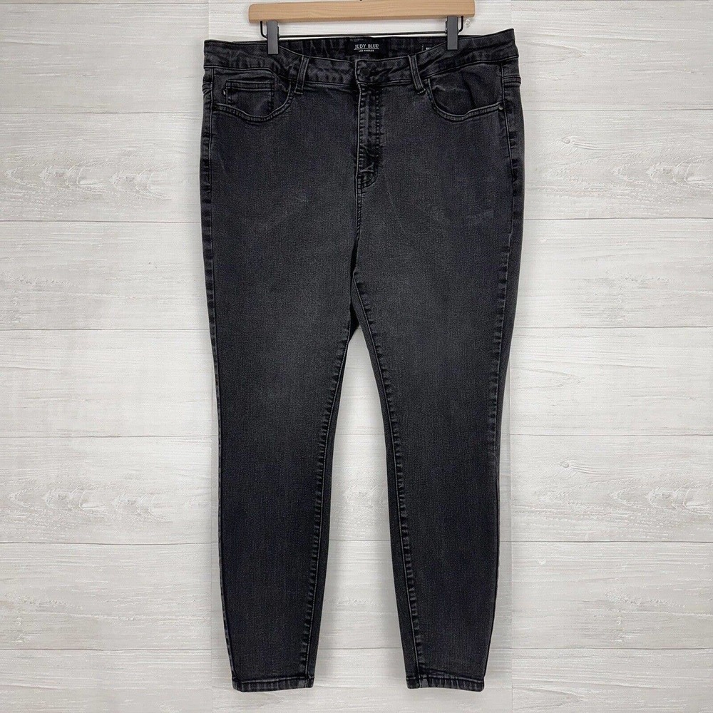 Judy Blue High Waist Skinny Fit Jeans Women 22W Waist 38 Washed Black Stretch
